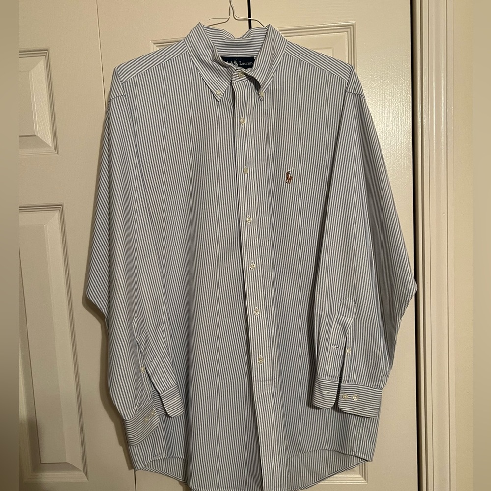 Ralph Lauren classic fit pinstripe men’s shirt 16 1/2 32-33.